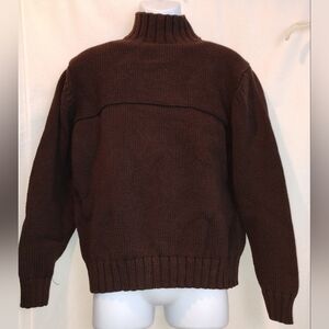 Brandini Men's Ribbed Mock Neck Brown Pullover Sweater 100% Cotton SZ M